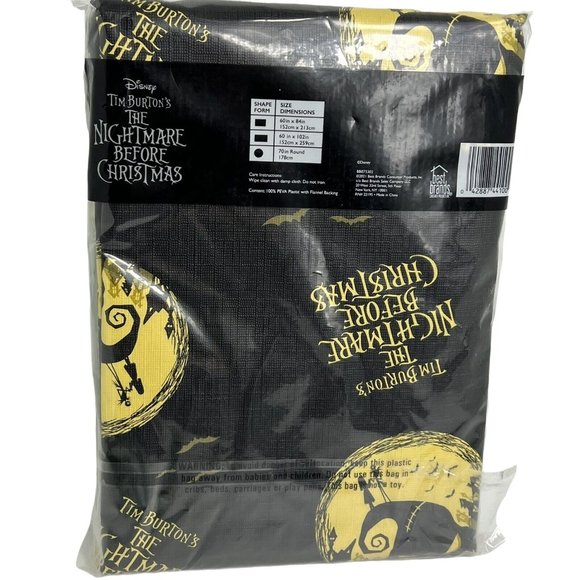 Disney Nightmare Before Christmas Tablecloth 70" Round Oogie Boogie Black Yellow - Picture 2 of 12